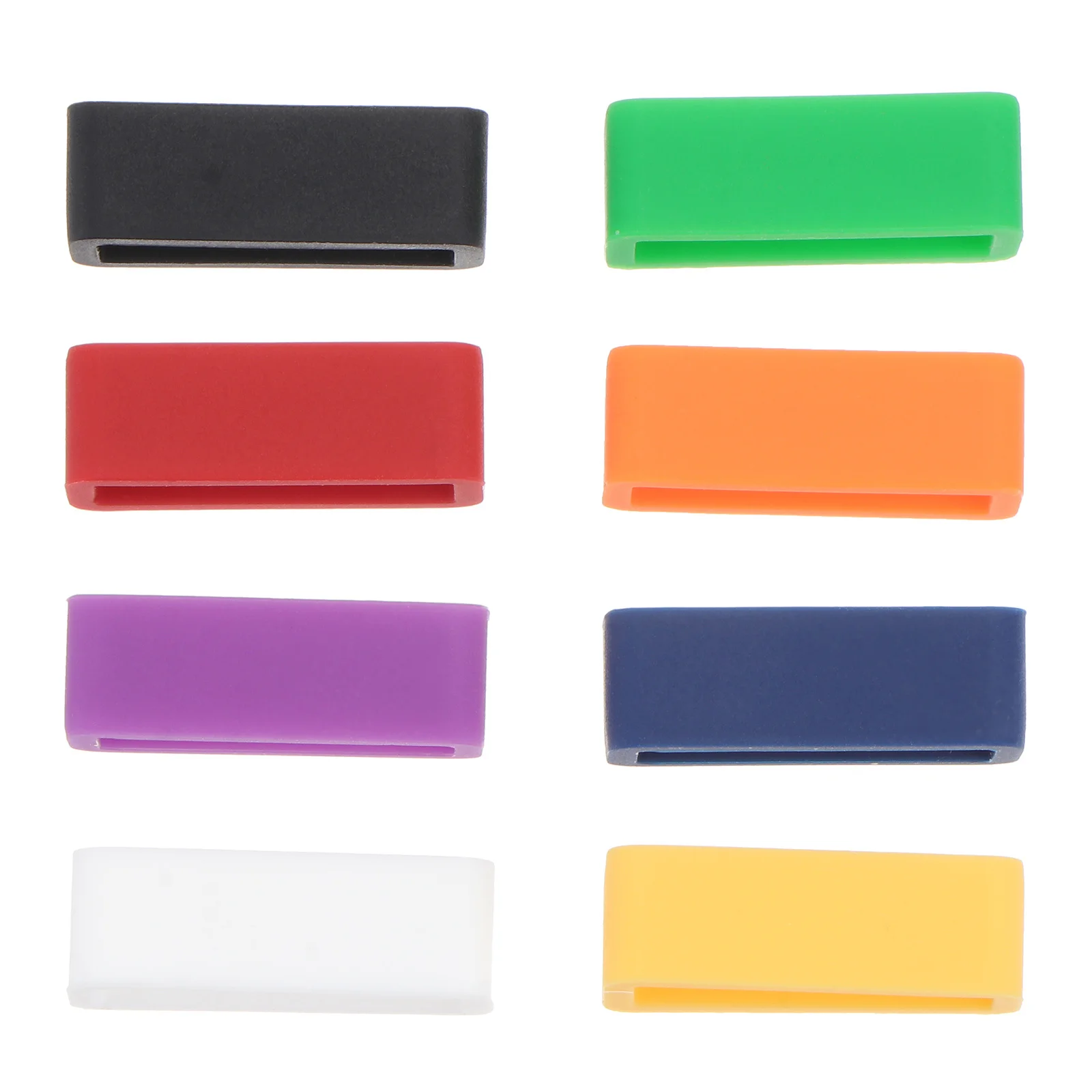 8Pcs Professional Silicon Watchband Ring Loop Keeper Sturdy Trustworthy Tool 12mm White Yellow Purple Black Orange