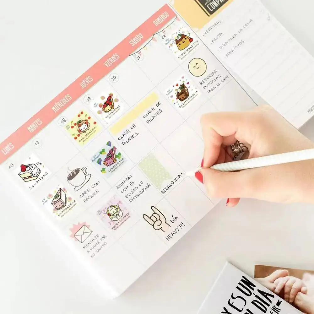 500 Uds Dim Sum Cat mensual pastel pequeño Avatar rollo pegatinas decoración pegatinas DIY, adecuado para bolsas de regalo, sellos de sobres