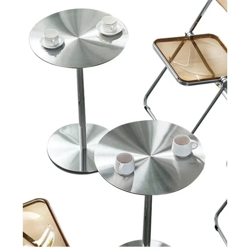 

Creative Round Stainless Steel Coffee Table Side Table Home Bedroom Bedside Tables Simple Living Room Casual Corner Tables