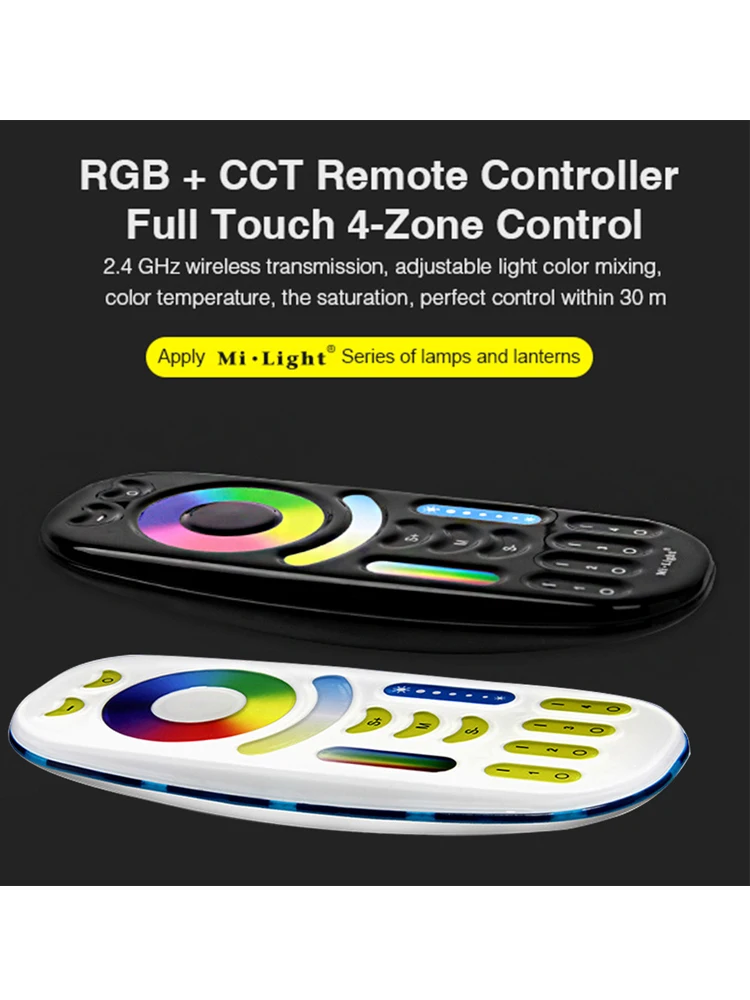 Miboxer FUT092 4-Zone 2.4GHz RF RGB CCT/RGBW/Single Color Touch Dimming Switch Remote Controller Fo LED Lamp/Contoller