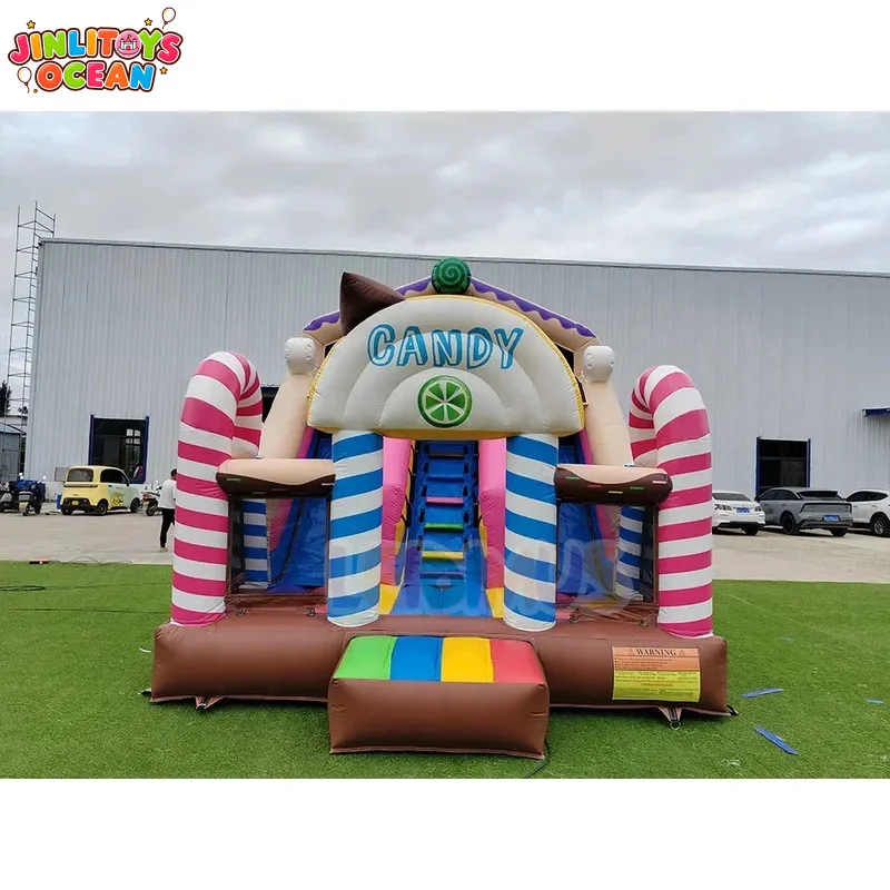 Outdoor Party Rental Candy Inflatable Bounce House Combo With Slide Kids Inflatable Jumping Castle Inflatable Slide