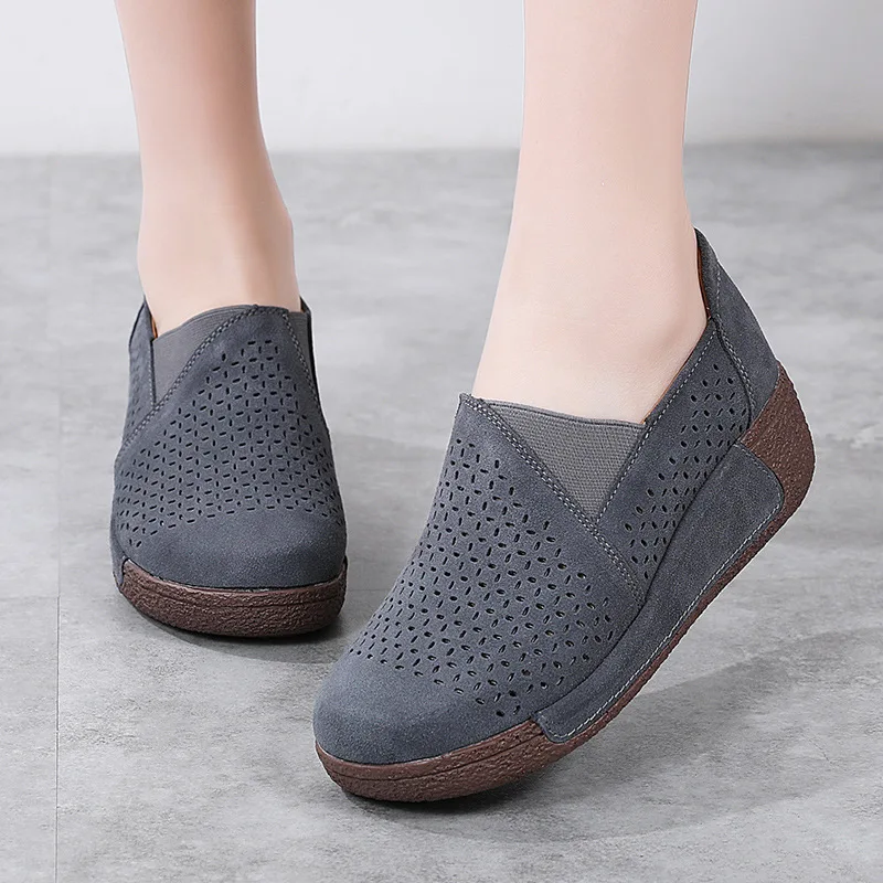 Spring Autumn Women Flats Platform Loafers Ladies Genuine Leather Comfort Wedge Moccasins Orthopedic Slip On Casual Shoes