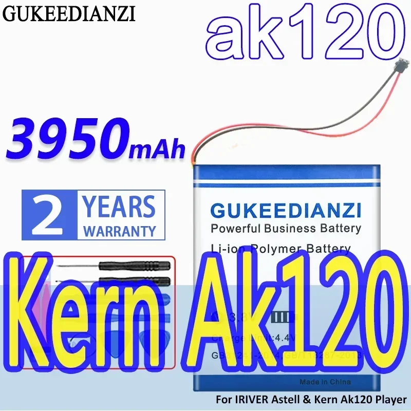 GUKEEDIANZI High Capacity Battery ak120 3950mAh For IRIVER Astell & Kern Ak120 Player Bateria