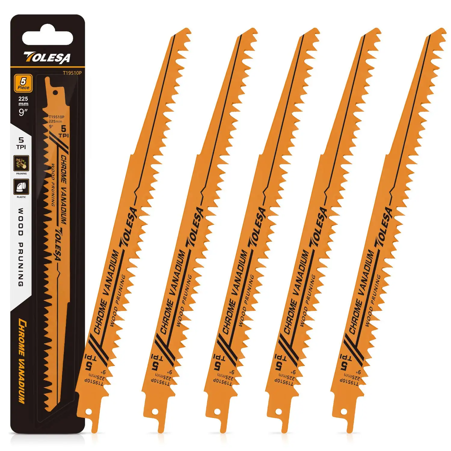 TOLESA 5PCS 5/6TPI Hout Snoeien Reciprozaagbladen voor Hout en PVC Pijp Snijden CRV Scherpe Grond tanden Reciprozaagbladen