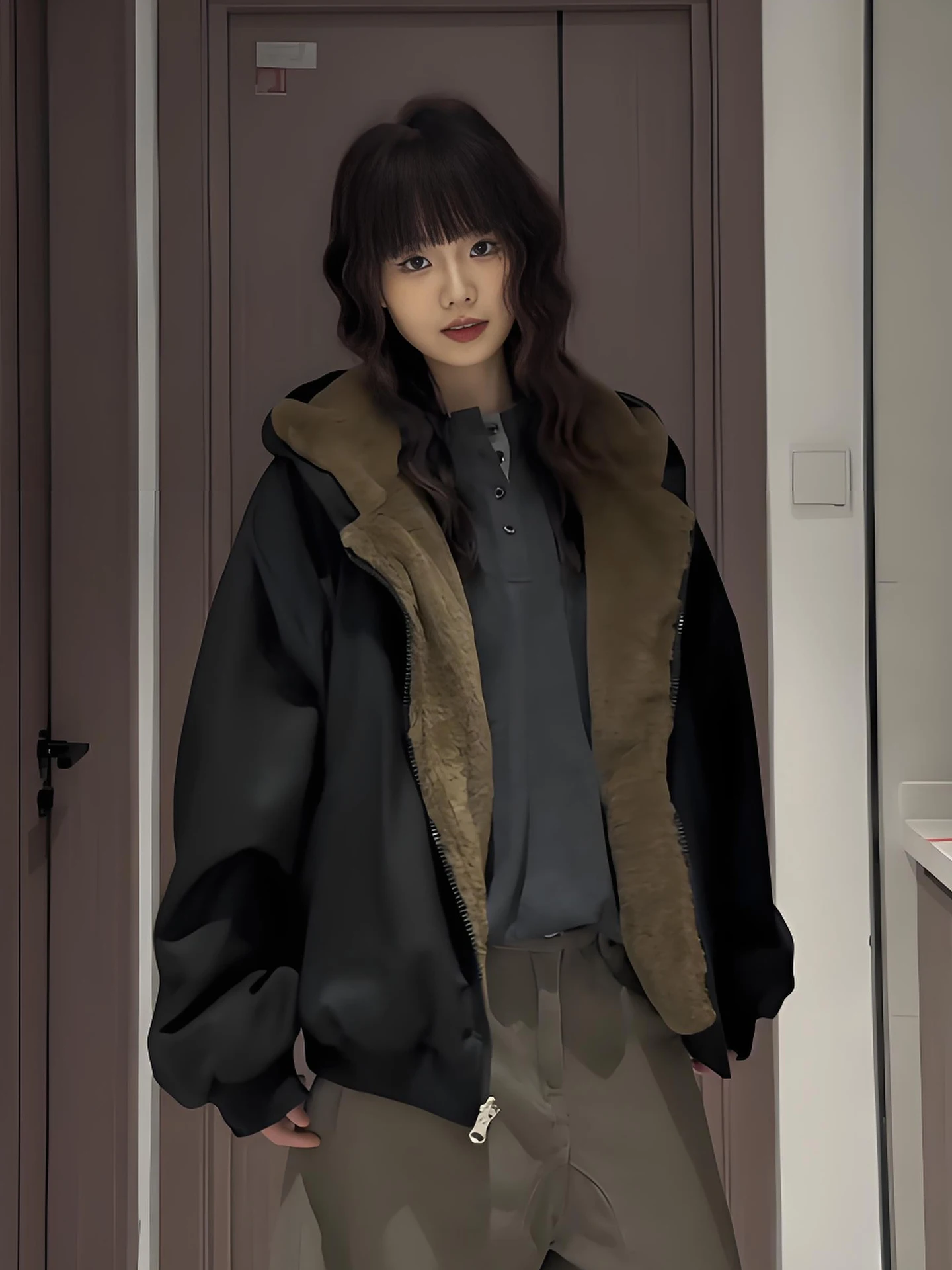 

Double-Sided Wear American ort Fce-Lined Men's Jaet Winter Warm Lazy Sle Coat Cotton Clothes Long Sve Zipper Closure