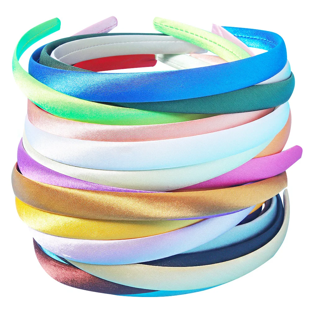 34 stücke 0,6 Zoll breite satin ierte Mädchen Stirnbänder DIY Handwerk Band Stirnbänder für Mädchen Frauen Regenbogen Haar Accessoires