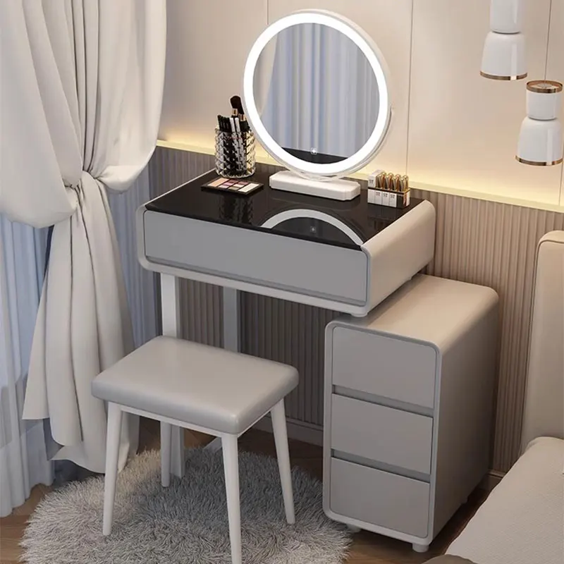 

With Drawer Dressing Table Nordic Luxury Organizer Storage Dresser Make Up Led Lights Tocador De Maquillajes Bedroom Furniture