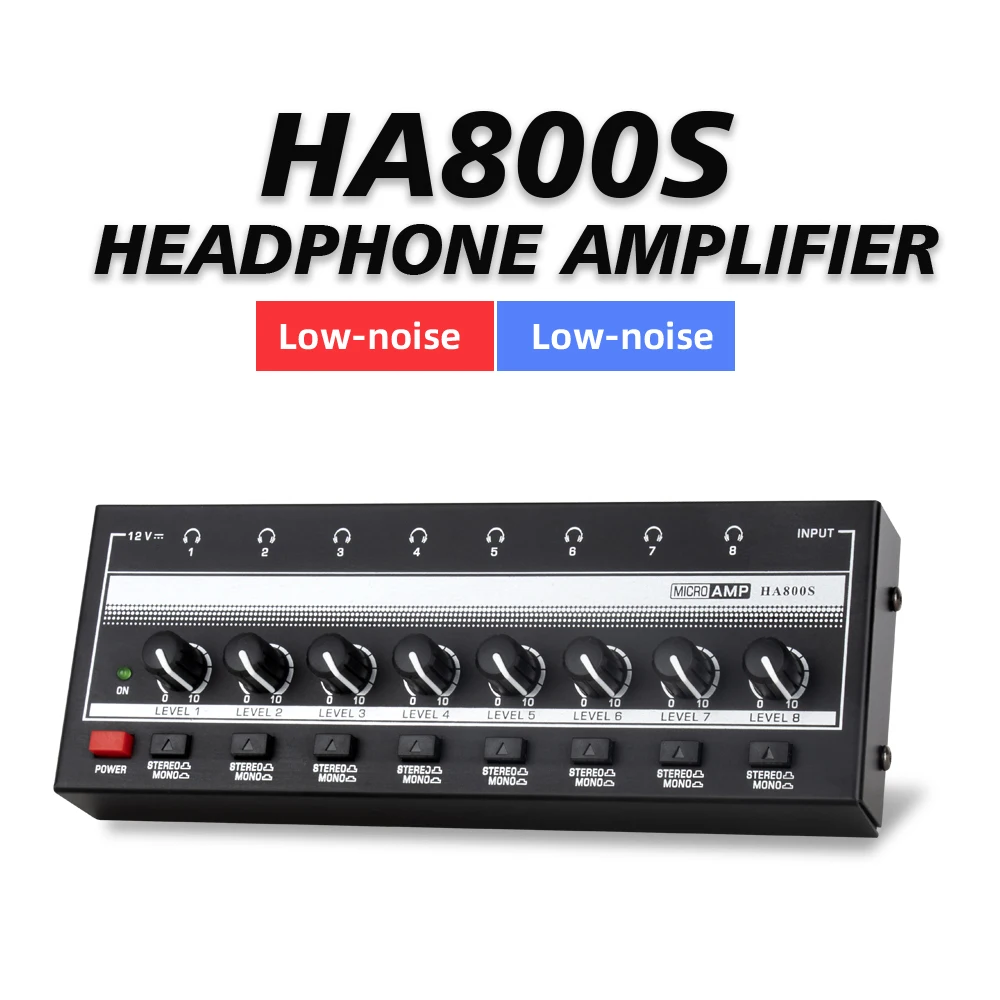 Mini HA800S Amplifiers Stereo/mono Switching Ultra-Compact Audio Amplifier with Power Upgraded Headphone Amplifier 8 Channels