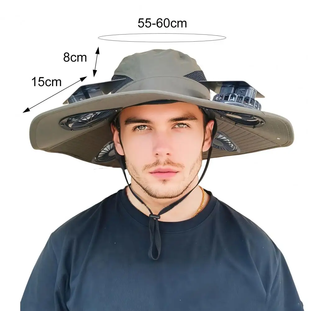 

Fan Hat Wide-Brimmed Outdoor Hat With Dual-Power Fan Design Solar USB Charging Hiking Cycling Fishing Sun Hat USB Charging Fan