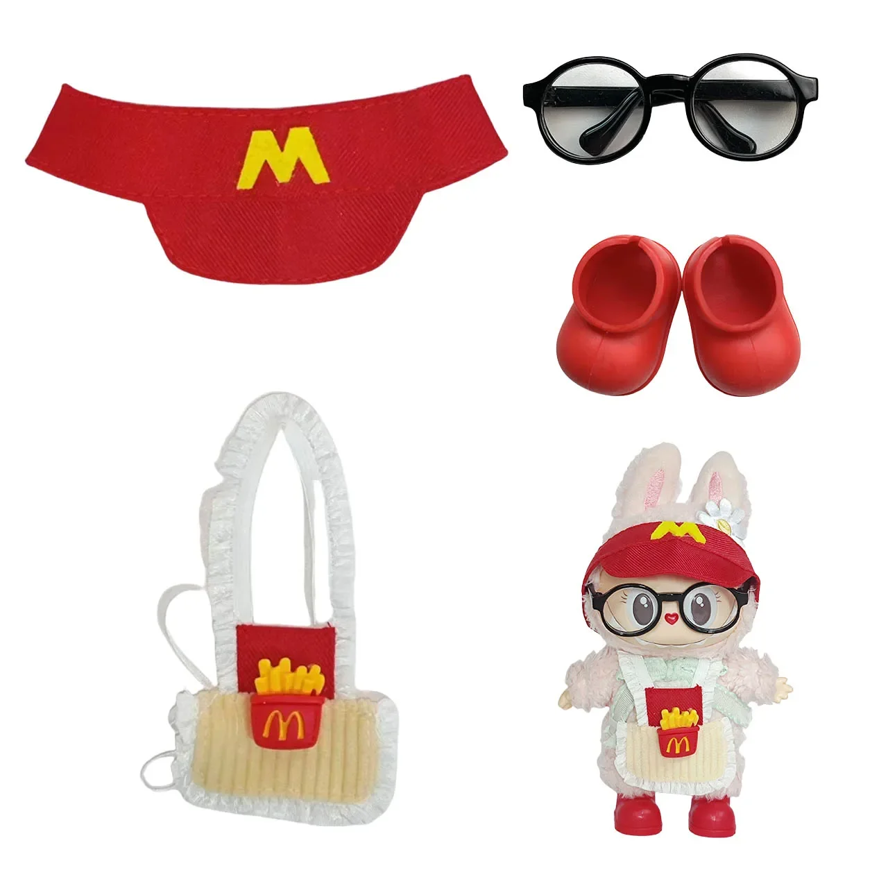 เสื้อผ้าสําหรับ Labubu อุปกรณ์เสริมสําหรับ labubu v1 v2 ตุ๊กตาเสื้อผ้าแฟชั่น fries ผ้ากันเปื้อน m หมวกคอสเพลย์เสื้อผ้าชุด