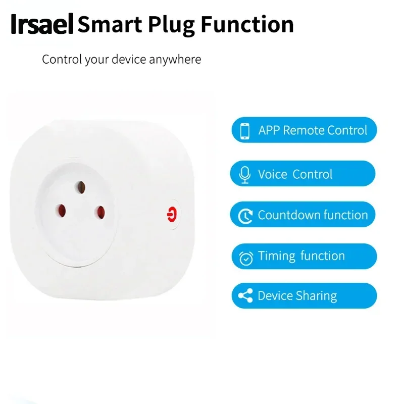 16A Israel Italy/Chile Smart Wifi Power Plug APP Control Wireless Socket Outlet For Alexa Google Home Assistant Tuya SmartLife