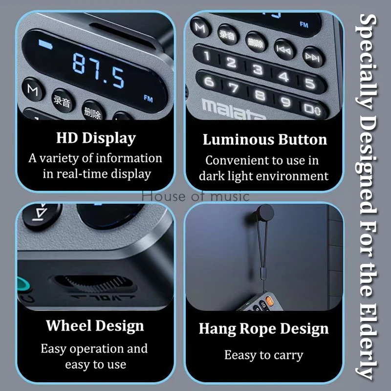 A52 Multimedia FM Radio Wireless Bluetooth Speakers Mini Subwoofer Support TF Card /USB Play Large Battery and Long Battery Life