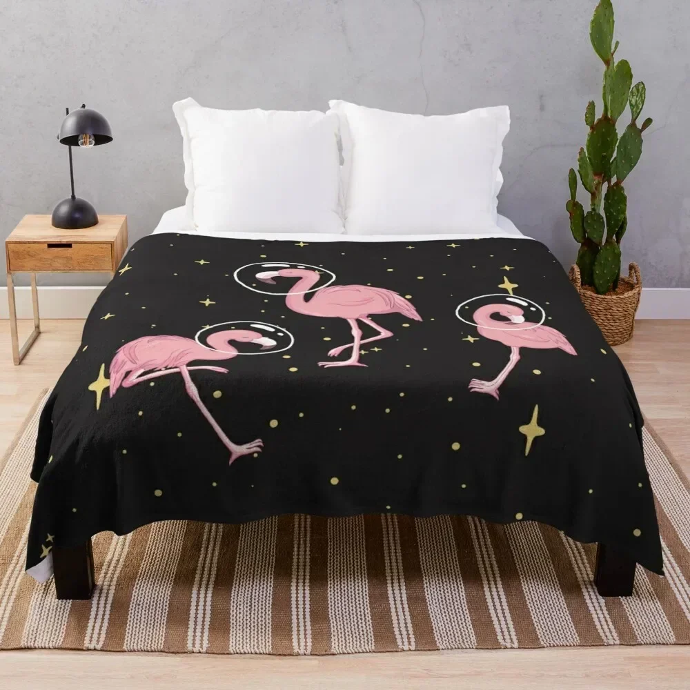 

Space Flamingo By graphicmeyou Throw Blanket Hairy Sofas Luxury warm winter Blankets Furrys Custom Hairys for babies Blankets