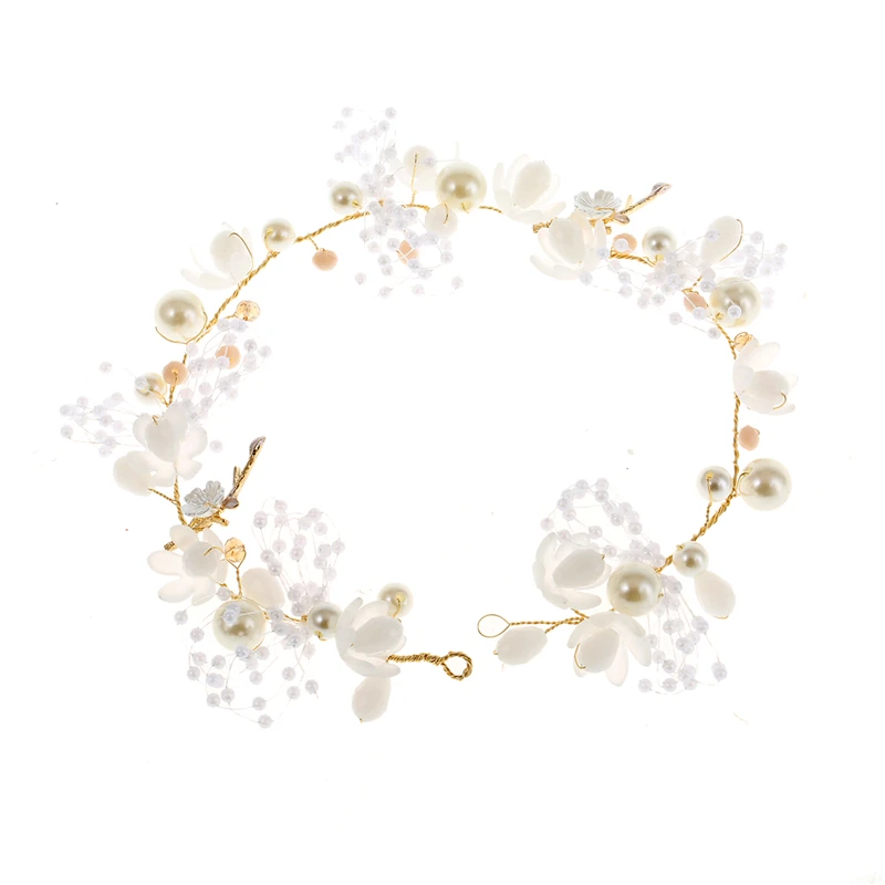 Diademas de perlas para mujeres y niñas, diademas de boda, Tiaras de flores blancas, tocado de moda coreana, joyería para el cabello