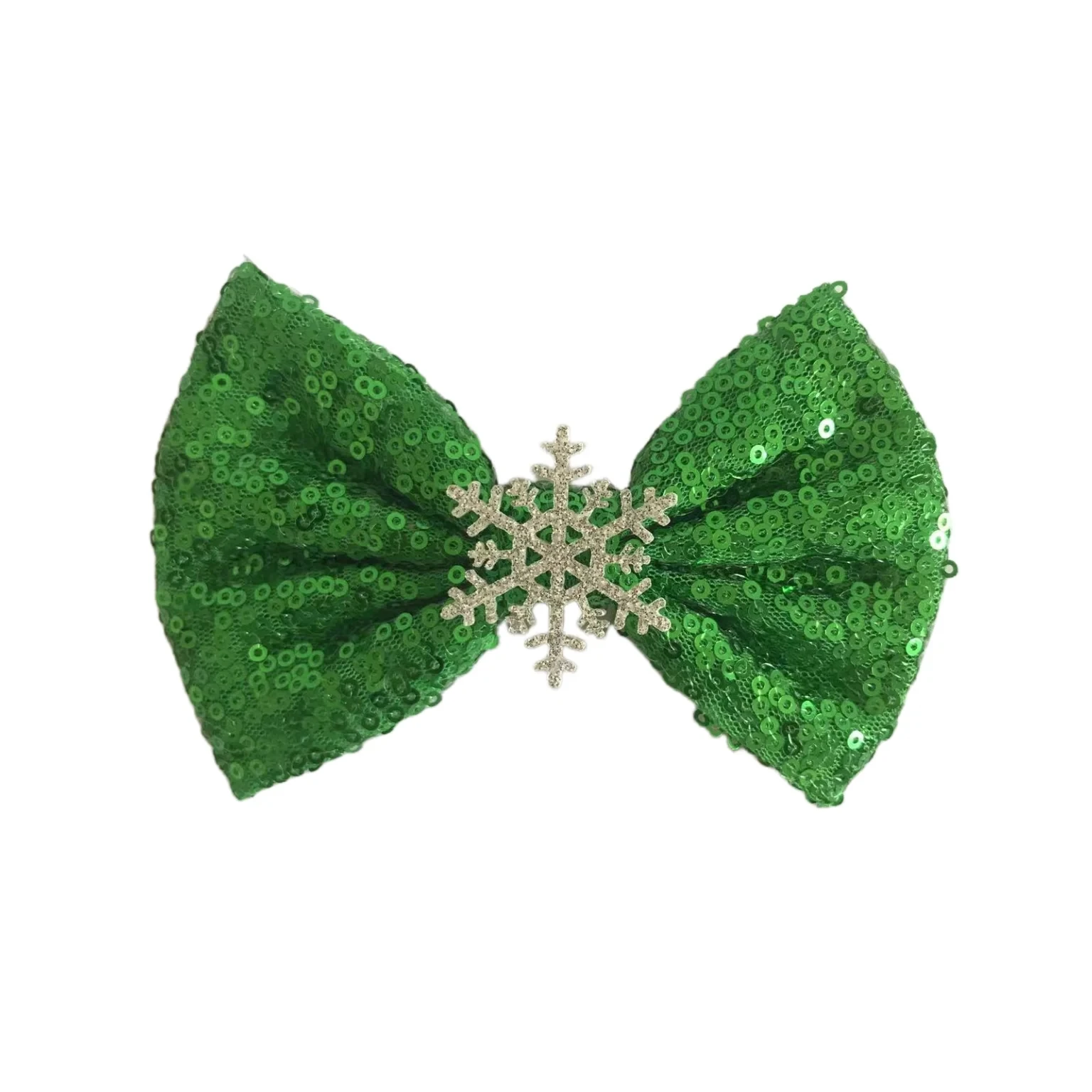 Hot Sale Christmas Festival Cute Sequin Hand Craft Bow With Santa Hair Clip For Kids Girls