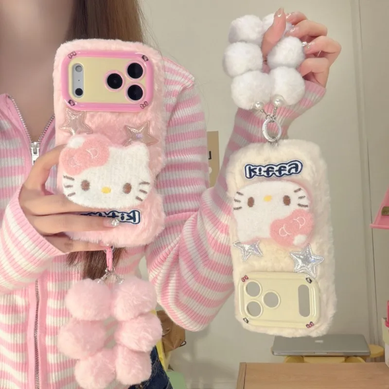 ثلاثية الأبعاد أفخم هول كيتي مع الحبل المحمول لهاتف جالاكسي S25 S24 S23 S22 S21 S20 Plus FE Ultra A14 15 16 54 حافظة فتاة لطيف الكرتون