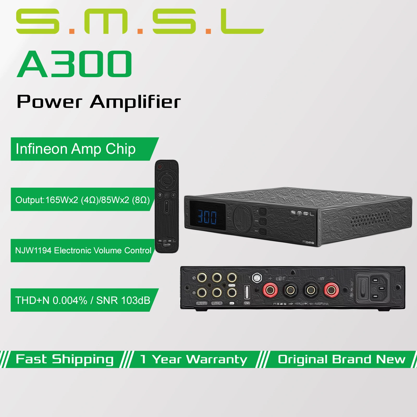 SMSL A300 Desktop Amplifier: Power Ratings, Sub Out, and Real-World Workspace Setup