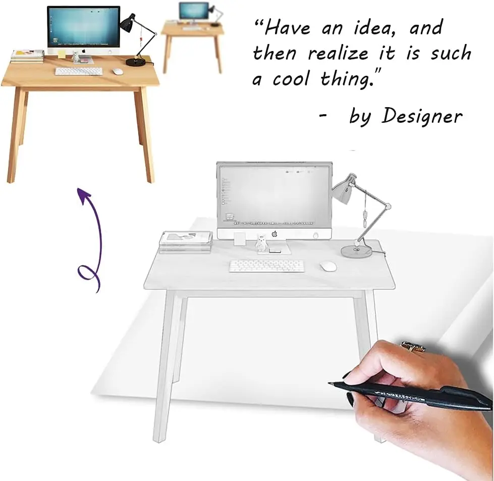 White 39 Inch Minimalist Wooden Writing Desk, MDF Tabletop with Solid Wood Legs, Nordic Style PC Laptop Computer Table, Home Office Live Broadcast Workstation, Easy 10-Minute Assembly