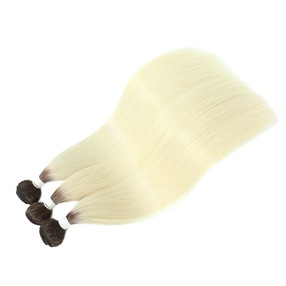 Extensões retas do cabelo do osso, Ombre sintético, louro, pacotes de cobre do cabelo, tecelagem natural do cabelo, completamente à extremidade, 26"