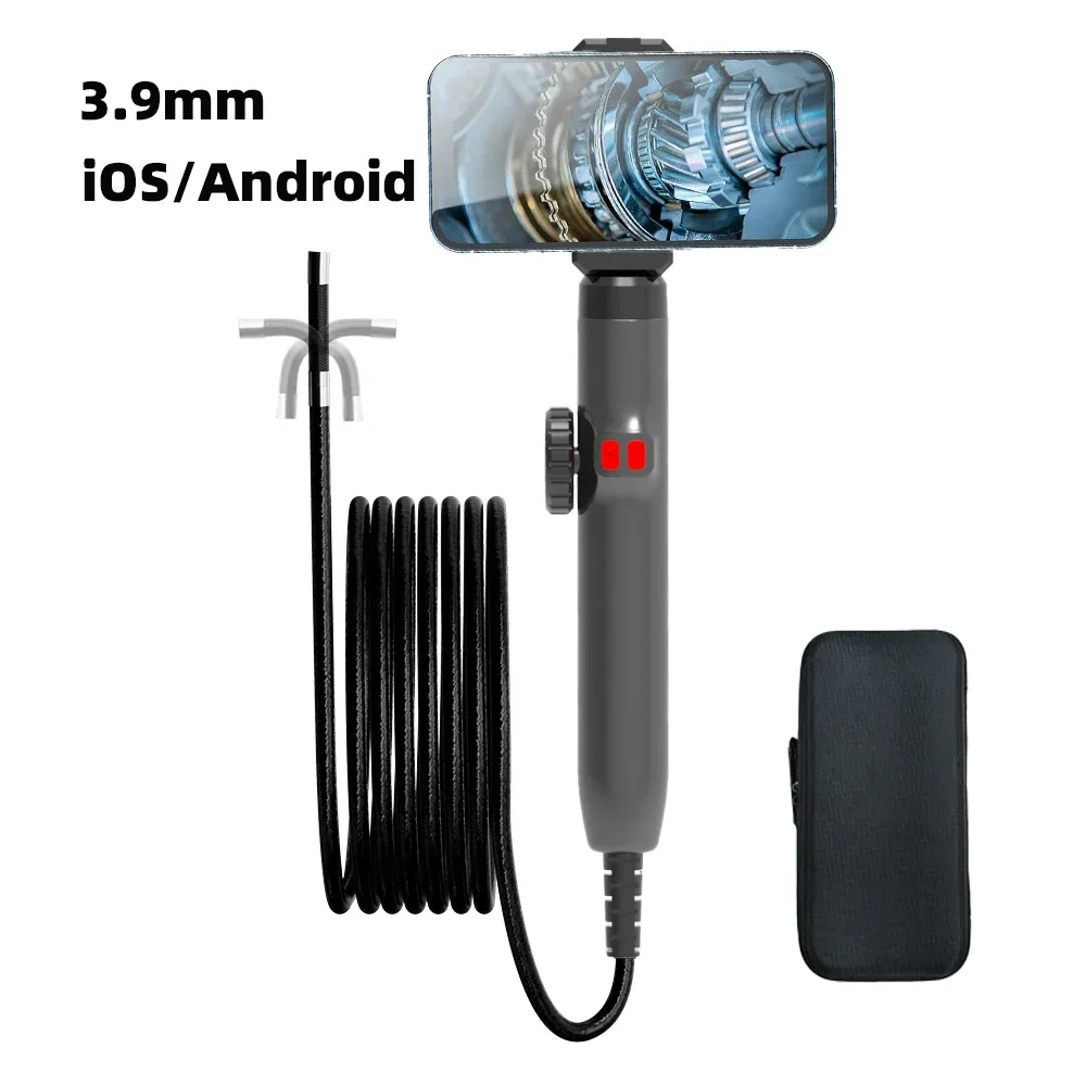 3.9mm Two-Way 360° Articulating Borescope endoscope Camera with Light, Waterproof Probe,  Endoscope with Android/iOS Phone