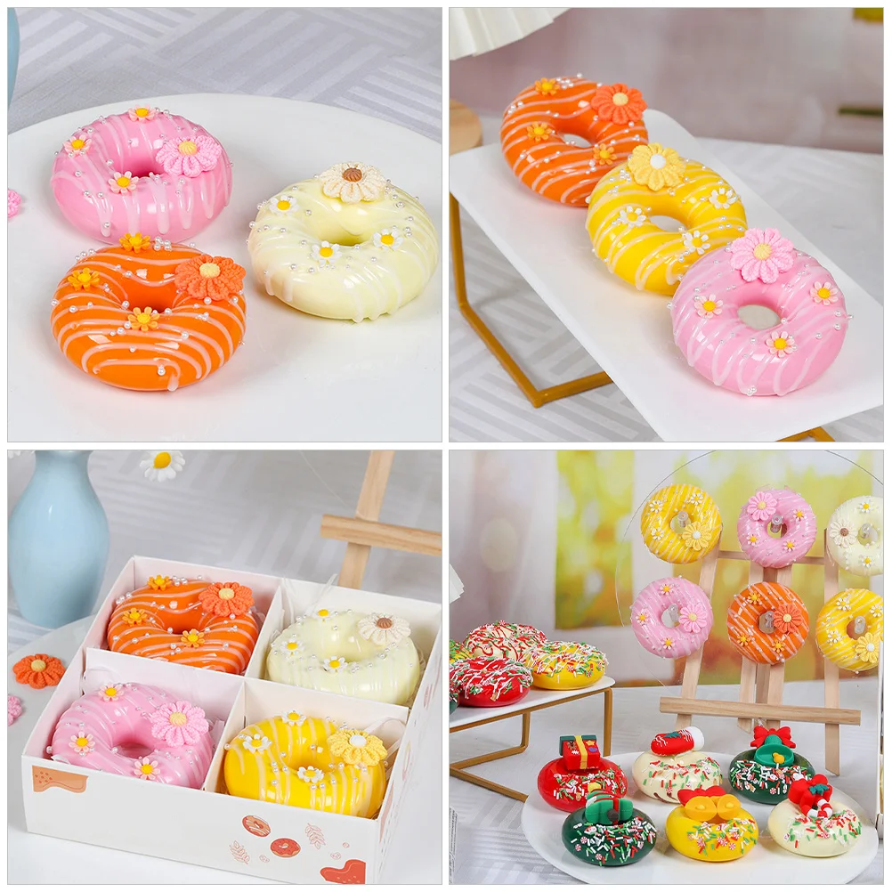 

4Pcs Artificial Doughnut Decorations Realistic Donuts Simulation Food Props Home Bakery Display Realistic Donuts
