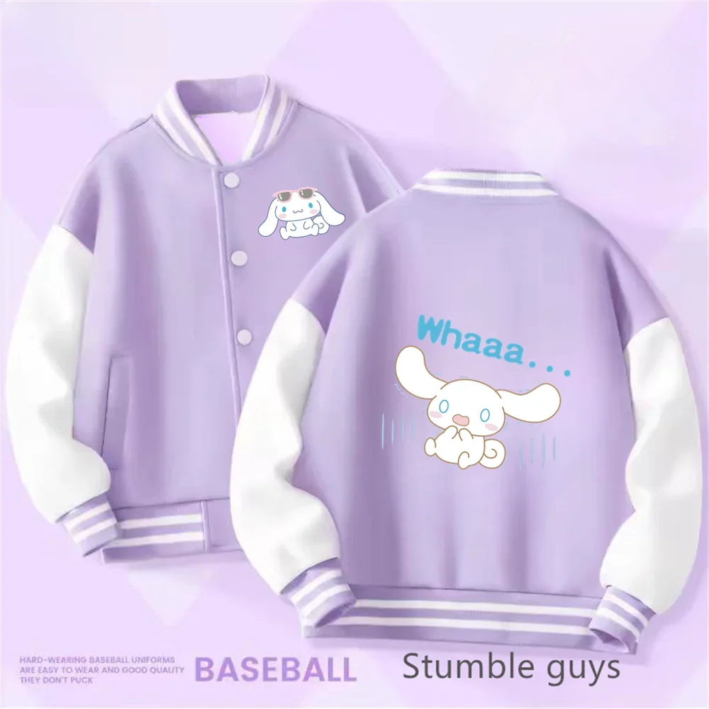 

Kids Cinnamoroll Baseball Uniform Boys Sweatshirt Hooded Kawaii Sonic Pokemoned Long Sleeve Warm Coat Girls Hoodie