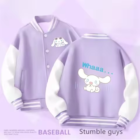 Kids Cinnamoroll Baseball Uniform Boys Sweatshirt Hooded Kawaii Sonic Pokemoned Long Sleeve Warm Coat Girls Hoodie