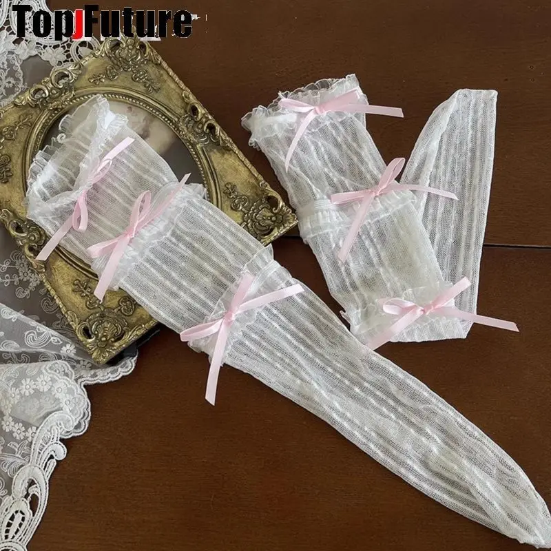 ロリータストッキング、ボウレース、ラッフルストッキング、Y2Kガールソックス、女性用ストッキング、ユニフォーム、カーフソックス、学生用オーバーニーJKソックス、レッグリング