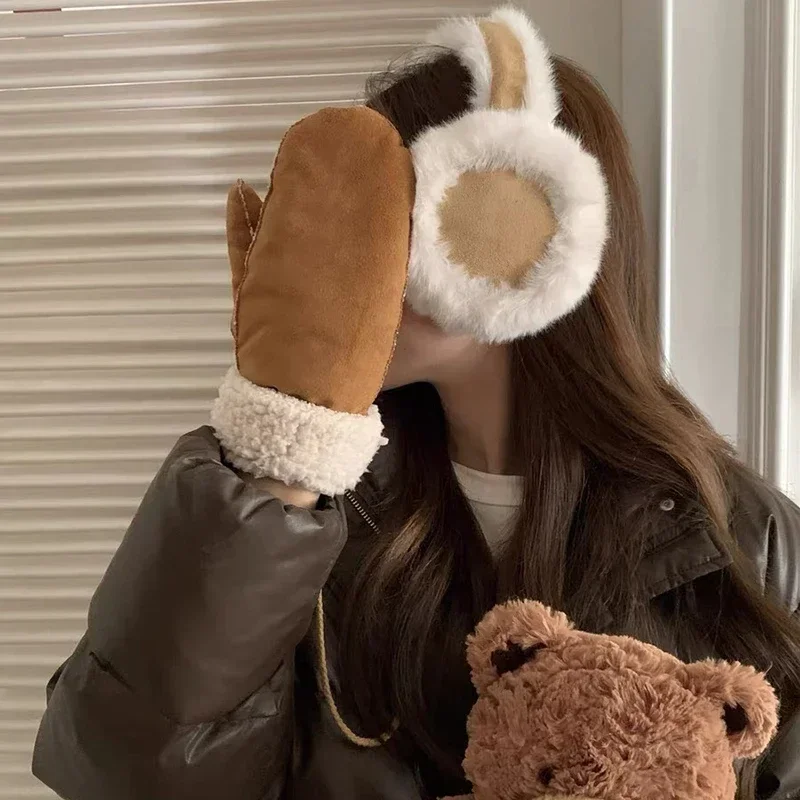 ผู้หญิงขนสัตว์ Earmuffs Solid Plush WARM เล่นสกีกลางแจ้งขี่จักรยาน Windproof เย็น Ffluffy Muffs หูผู้หญิงผู้ชาย Earflap ฤดูหนาว