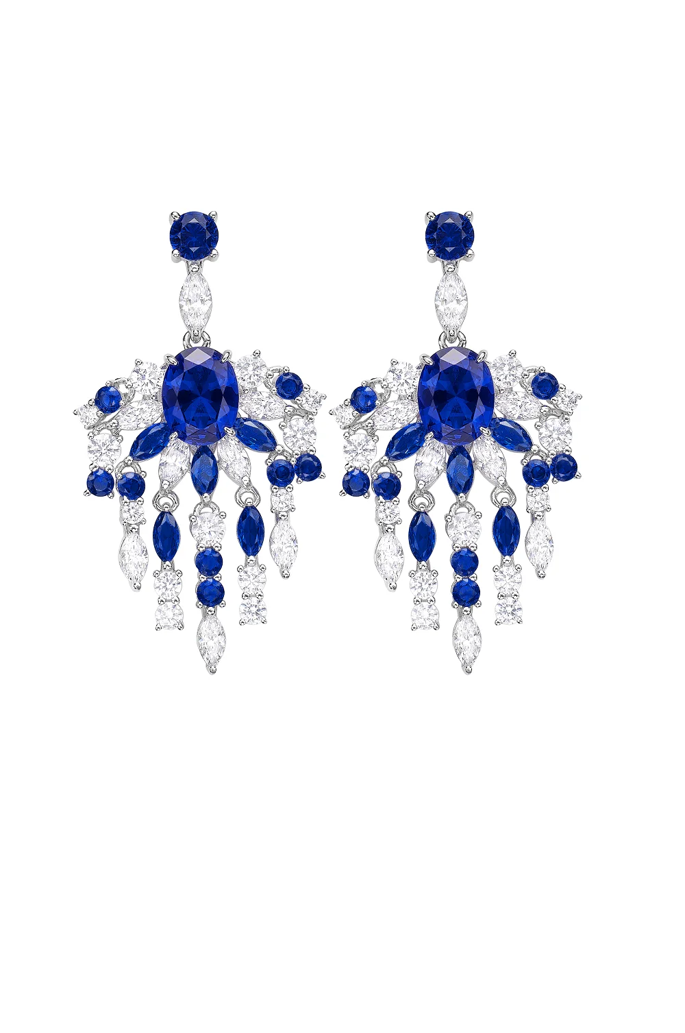 

CUMEE Sapphire Gemstone Cultivated Created Royal Blue Earrings for Women Silver Plated Gold Earring
