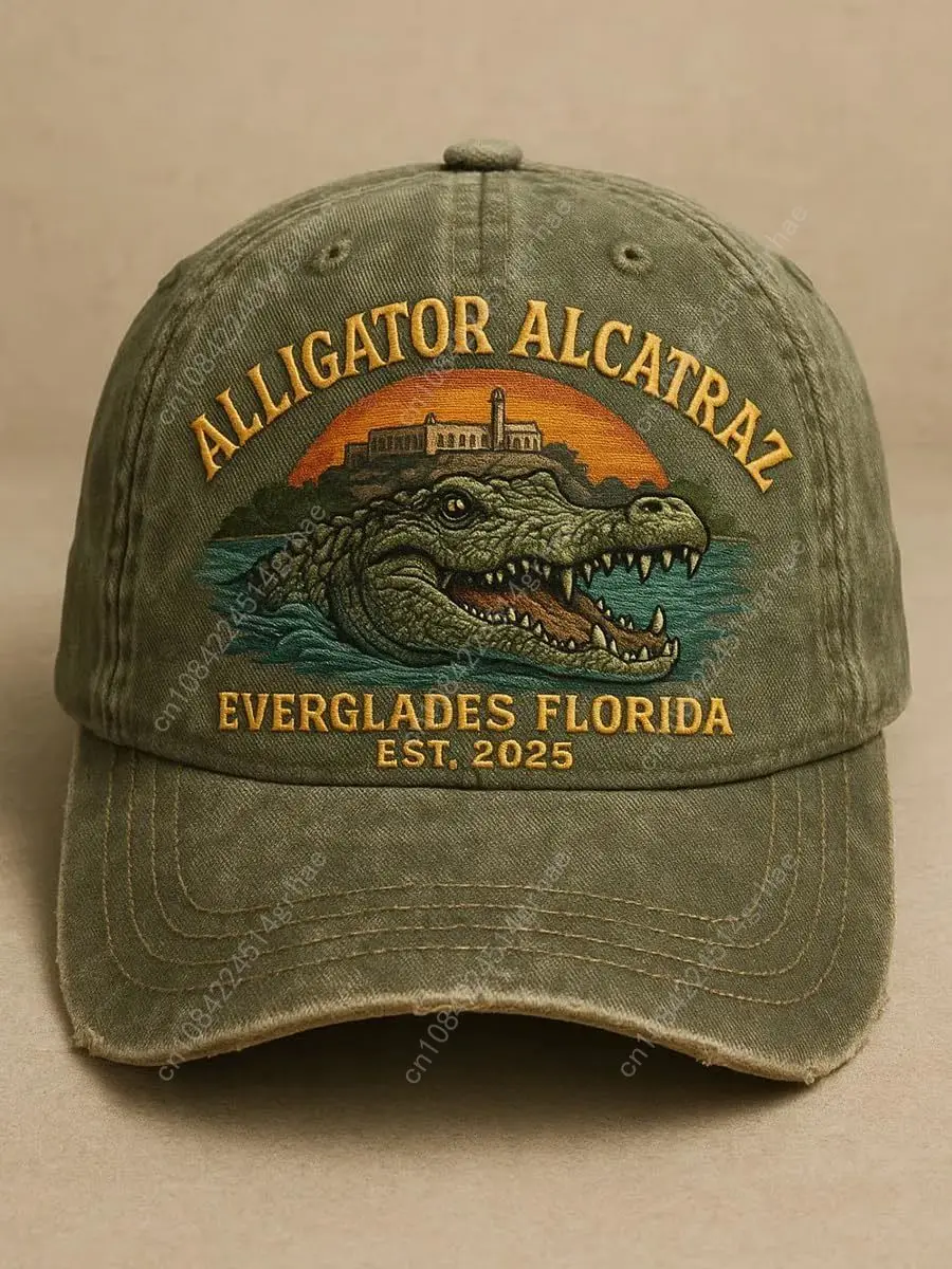 Унисекс Ретро Флаг Аллигатор Алсказ Забавная Флорида Everglades Art Повседневная Кепка с принтами