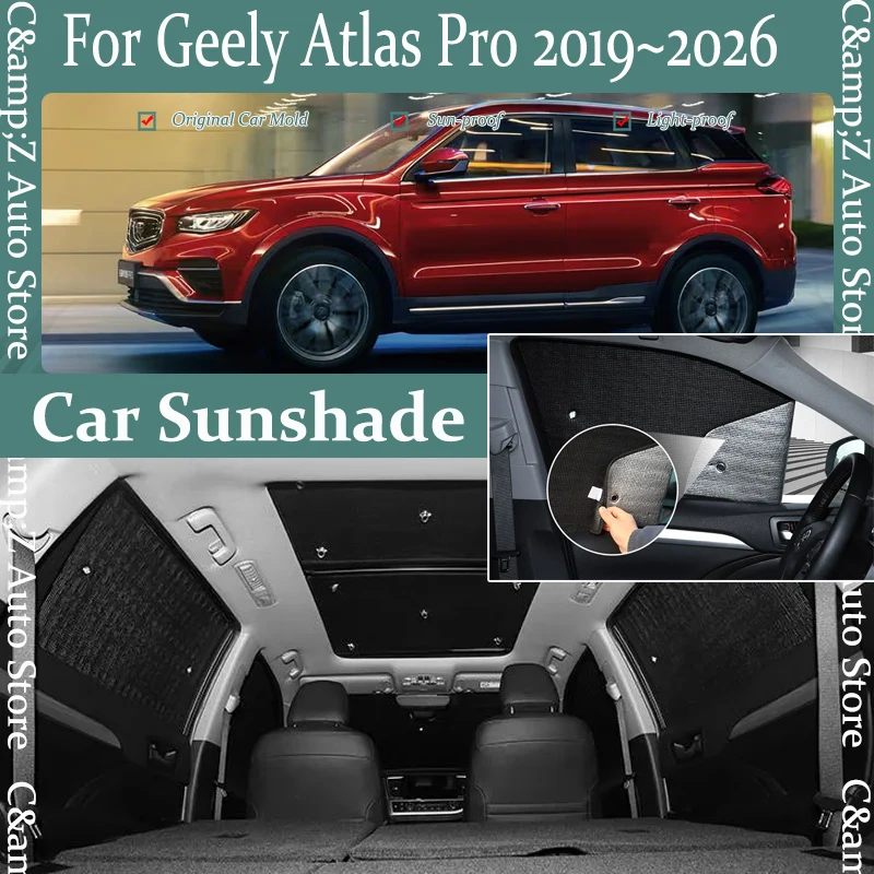 Car Sun Visors For Geely Atlas Pro Boyue Pro Azkarra 2019~2026 Anti-UV Windshields Window Shades Sunhsade CoversAuto Accessoires