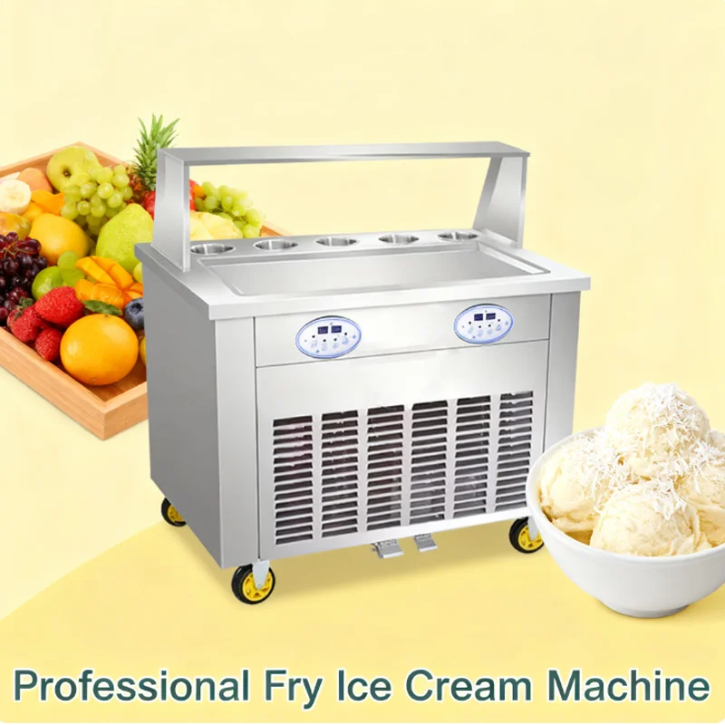 ماكينة صنع الآيس كريم المقلي ذات سعة عالية، ماكينة صنع الجيلاتو والزبادي المجمد، ماكينة لف آلة الآيس كريم بنكهة الفاكهة