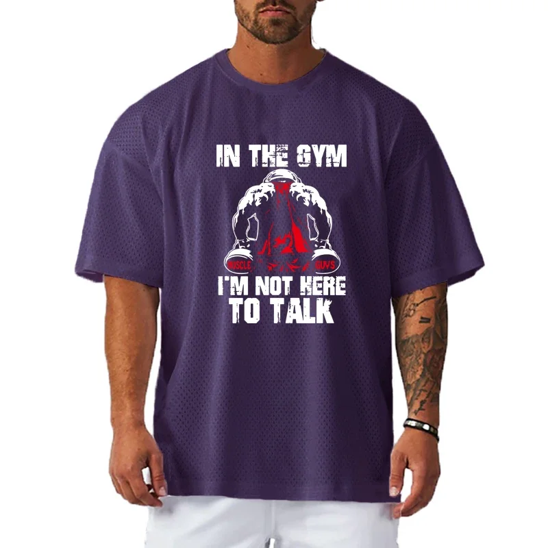 Oversize Lose Herren Casual Kurzarm T-Shirts Dropped Schultern Gym Fitness Bodybuilding Shirts Sommer Mesh Quick Dry Tops