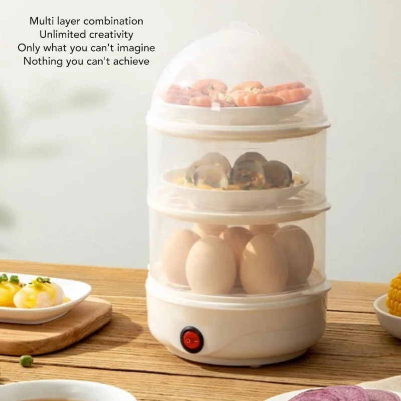 3 Layer Egg Cooker Multifunctional Compact Electric Egg Boileder Breakfast Machine Hard Boiled Eggs 110V/220V