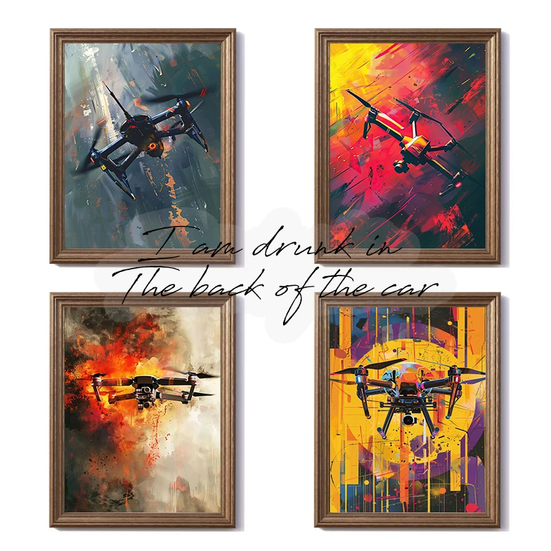 Drones Abstract Watercolors Art Painting Poster Canvas Printing Drones Lovers Home Room Aesthetic Wall Decor Drones Prints Decor