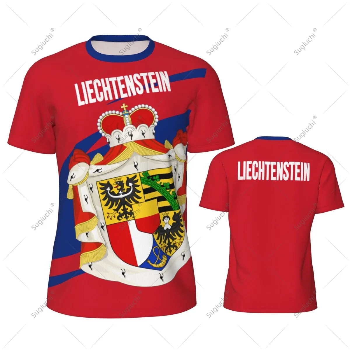 Liechtenstein Flag Men Sports T-shirt Women Tees jersey for Soccer Football Running Bike Tennis Fitness Fans