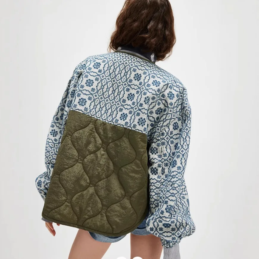 Fall/Winter 2025 Quilted Cotton Print Stitched Buttons Lightweight Cotton Dress for Women