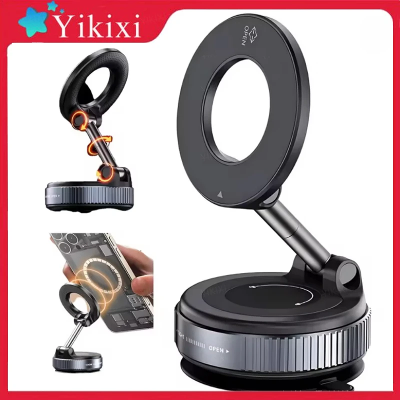 Soporte magnético para teléfono de coche, diseño plegable, ventosa de vacío ajustable de 360 grados, soporte para teléfono perezoso para escritorio de coche, uso en el baño