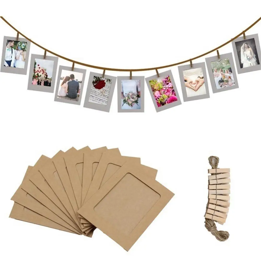 220cm 6 Inch Paper Photo Frame With Clips Picture Holder Baby Shower Birthday Party Decor Combination Paper Frame Home Album