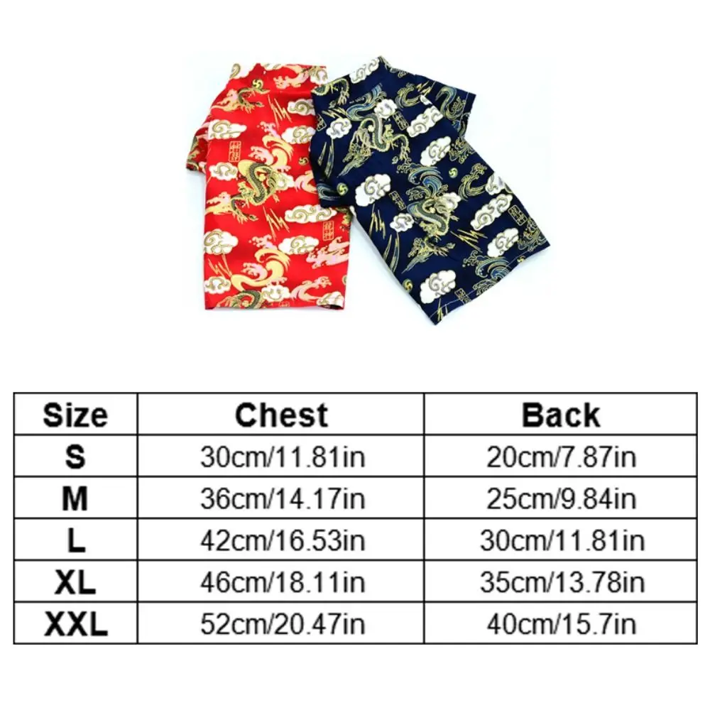 Cotton Dog Tang Suit Shirt Soft Chinese Style New Year Dog Clothing Dragon/Auspicious Cloud Pattern Breathable