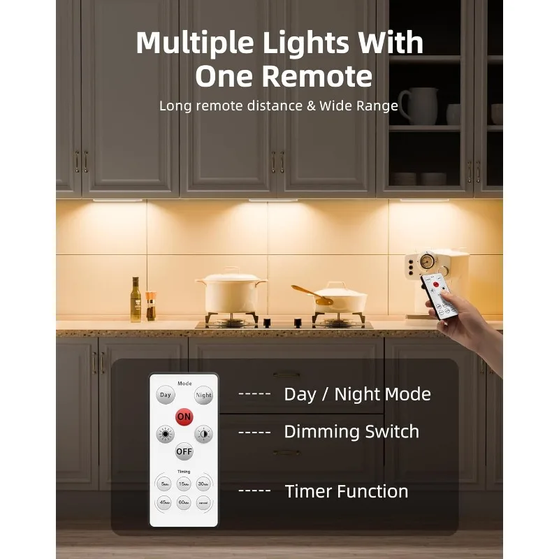 Under Cabinet Lights, LED Closet Lights Wireless USB Charging, Motion Sensor Lighting Indoor 3500K Dimmable with Remote Control