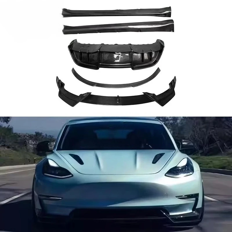 

Body Kit for Model 3 New Includes Front Bumper Lip Side Skirts Rear Diffuser Rear Wing Auto