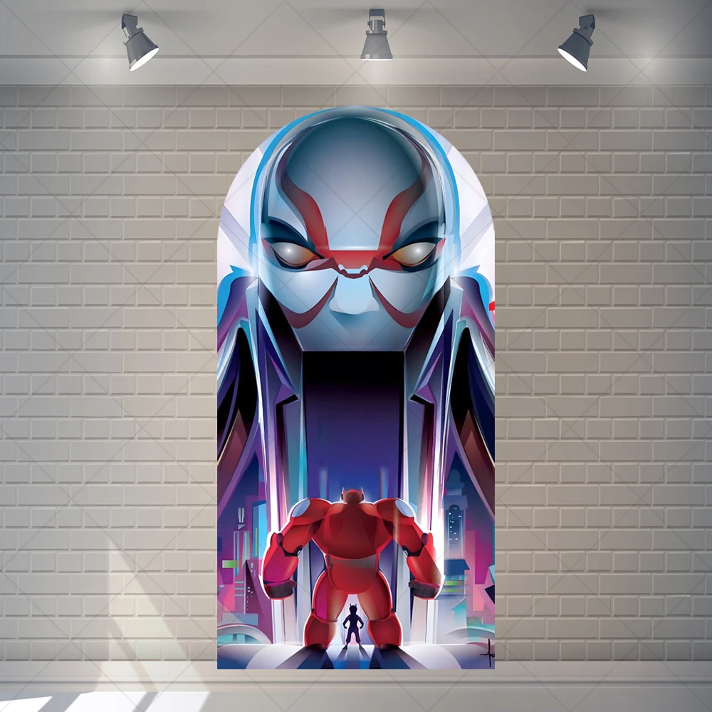 ديزني بيج هيرو 6 قوس غطاء خلفية هيرو حمادا بايماكس فريد بانر استحمام الطفل غرفة عيد ميلاد الأطفال الديكور ملصق #1