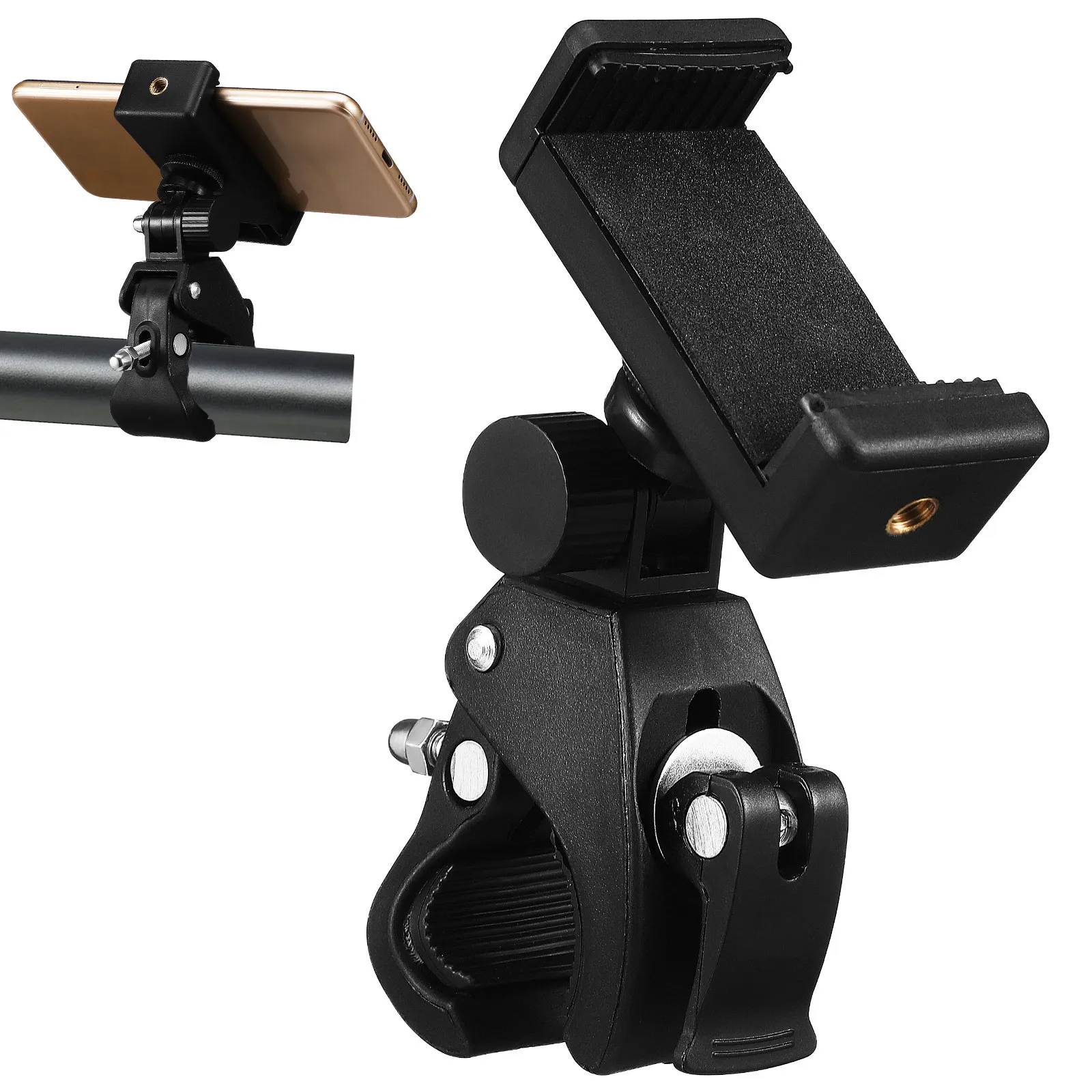 1Set Rotating Mic Stand Phone Holder Adjustable Clamp Secure Cellphone Holder for Music Recording Setup Mic Stand