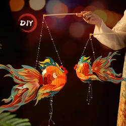 Mid-autumn festival lanterns diy handheld luminous good luck koi ancient style fish lanterns holiday party lanterns