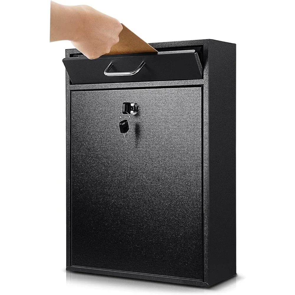 Locking Mailbox with Key Lock Outdoor Large Wall Mount Mailbox with Lock Security Lock Drop Box Collection Boxes