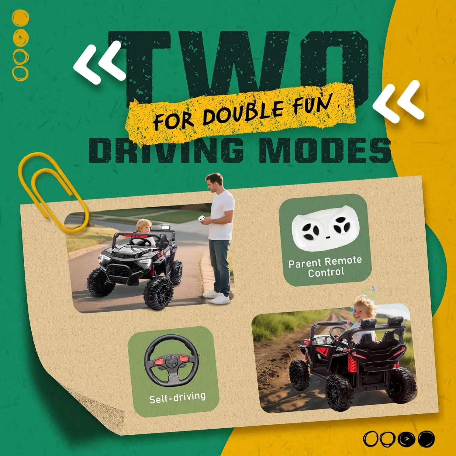 سيارات كهربائية للأطفال بقدرة 24 فولت على UTV 400 وات للأطفال الصغار والأطفال الكبار مع هيكل خارجي للسيارة SUV، صندوق إضافي، تعليق بأربعة عجلات #6