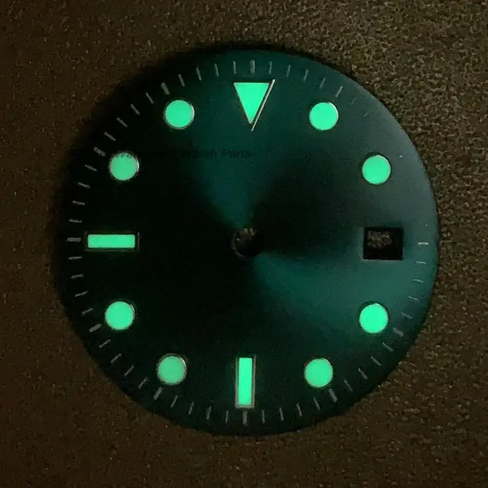 29mm Green Luminous Watch Dial Watch Face Replacement Accessories Set for Submariner Yachtmaster 8215/8200/821A/2813 Movement