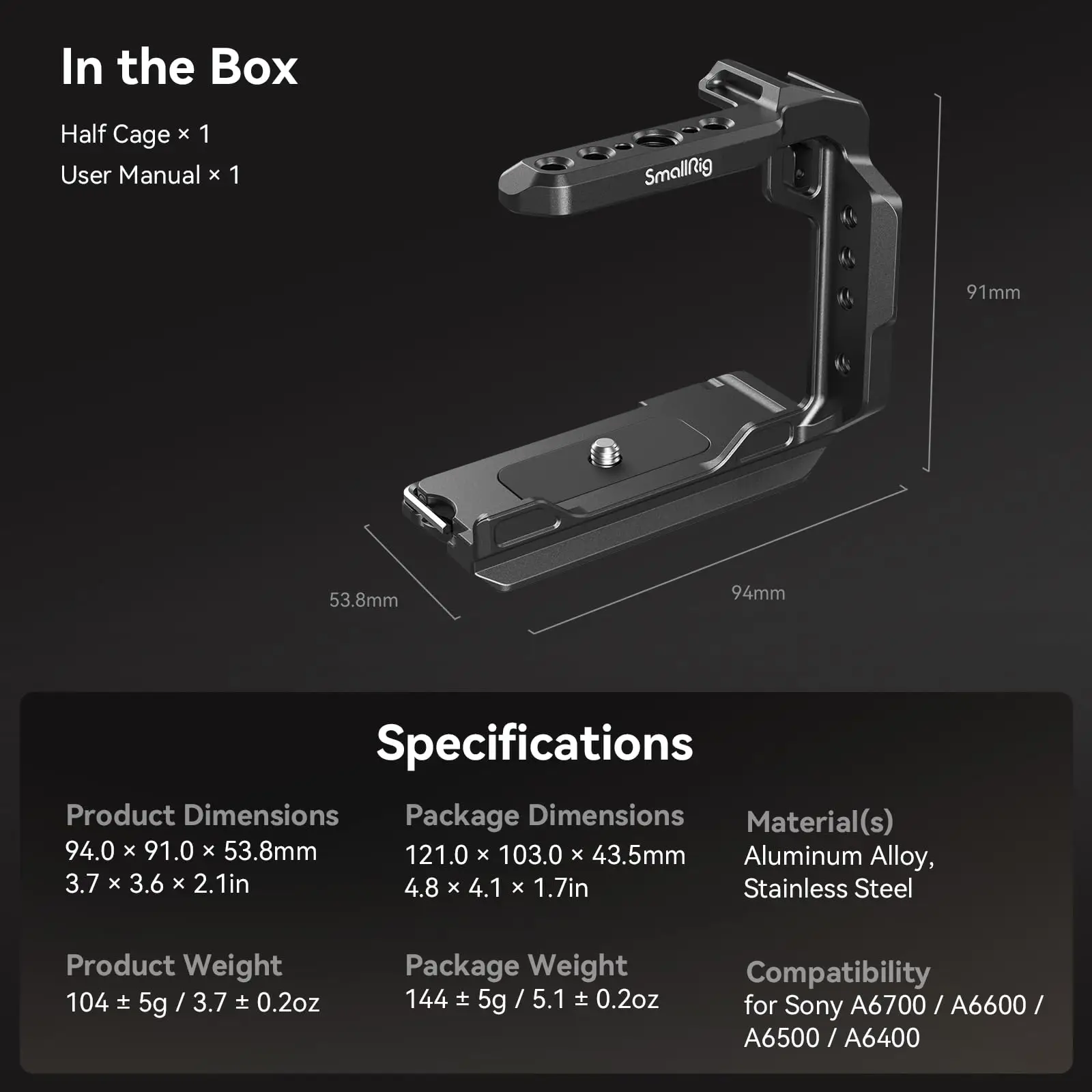 Smallrig A6700 Basisplaat Voor Sony Alpha 6700 Ingebouwde Snelontgrendelingsplaat Voor Arca Voor Snelle Schakelaar Tussen Statief En Stabilisator